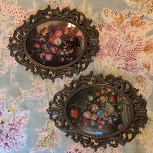 Vintage Italian framed art florals
